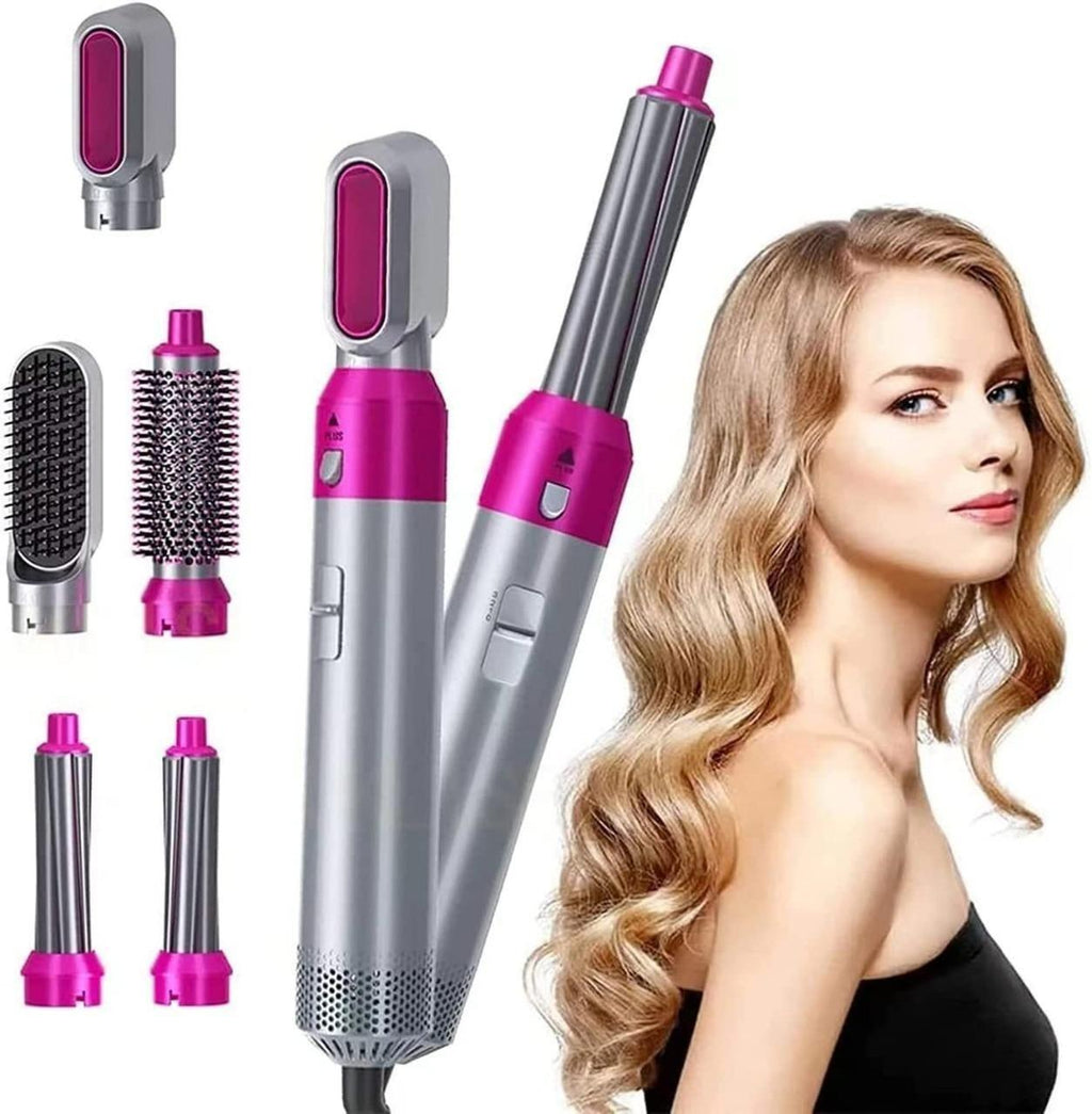 GlamPro 5-in-1 Styler  Hair Dryer Styling Tool, Detachable 5-in-1 Multi-Head Hot Air Comb, The Negative Ion Automatic Suction Hair Curler