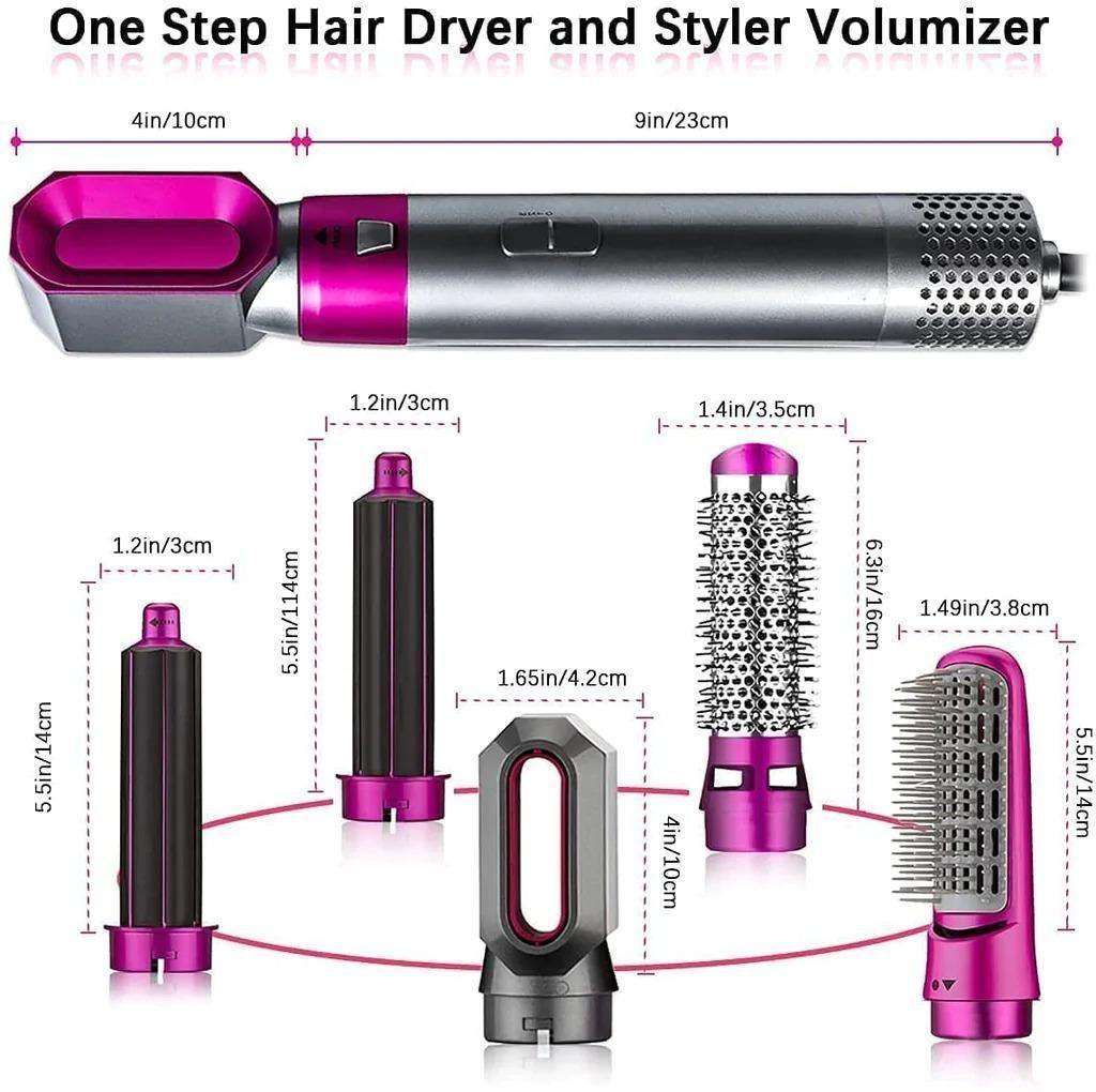 GlamPro 5-in-1 Styler  Hair Dryer Styling Tool, Detachable 5-in-1 Multi-Head Hot Air Comb, The Negative Ion Automatic Suction Hair Curler